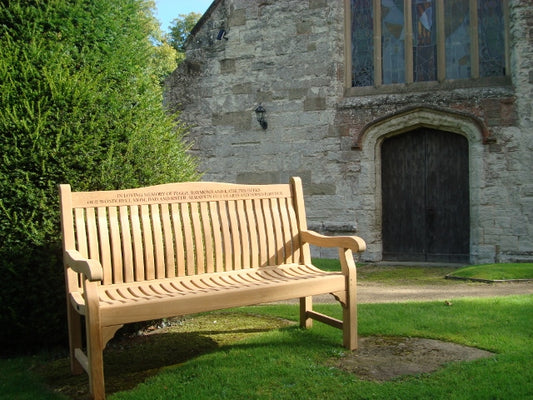 Windsor 1.5m teak memorial bench - Deeks