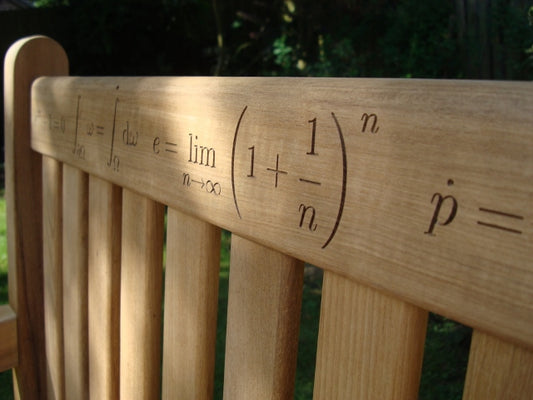 Kenilworth 1.5m teak memorial bench - mathematical equation