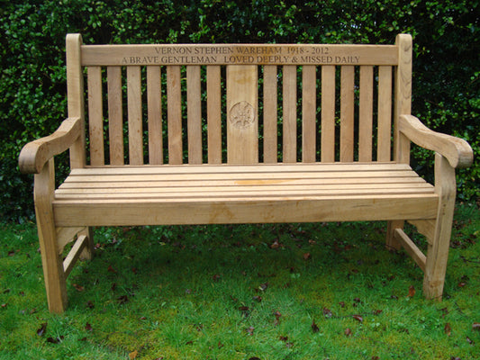 Kenilworth 1.5m memorial bench with central panel - Royal Sussex Regiment