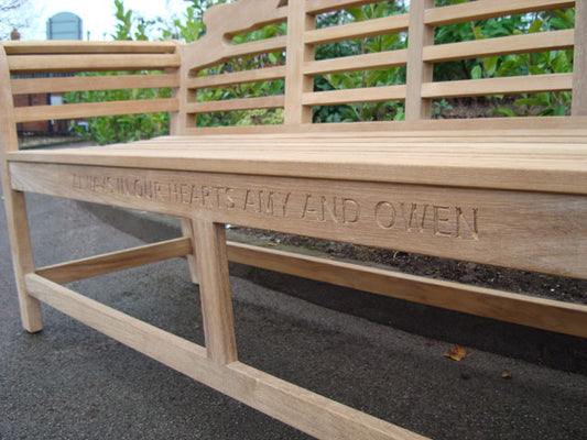 Lutyens 1.9m memorial bench - Amy and Owen