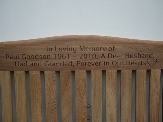 Malvern 1.2m memorial bench - Paul Goodson