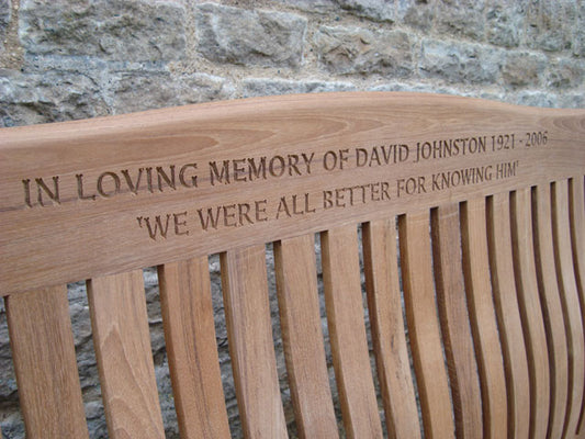 Malvern 1.5m memorial bench - David Johnstone