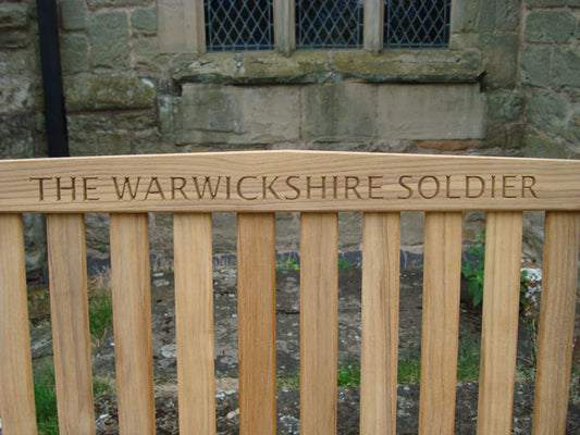 Classic 1.5m memorial bench - Warwickshire Soldier