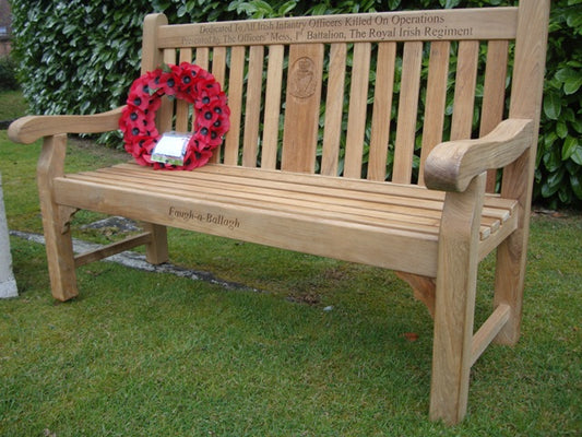 Kenilworth 1.5m memorial bench - The Royal Irish Regiment at the National Memorial Arboretum