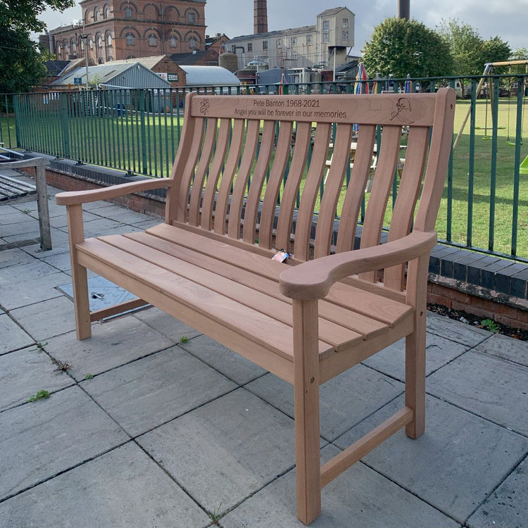 High back mahogany memorial bench collection