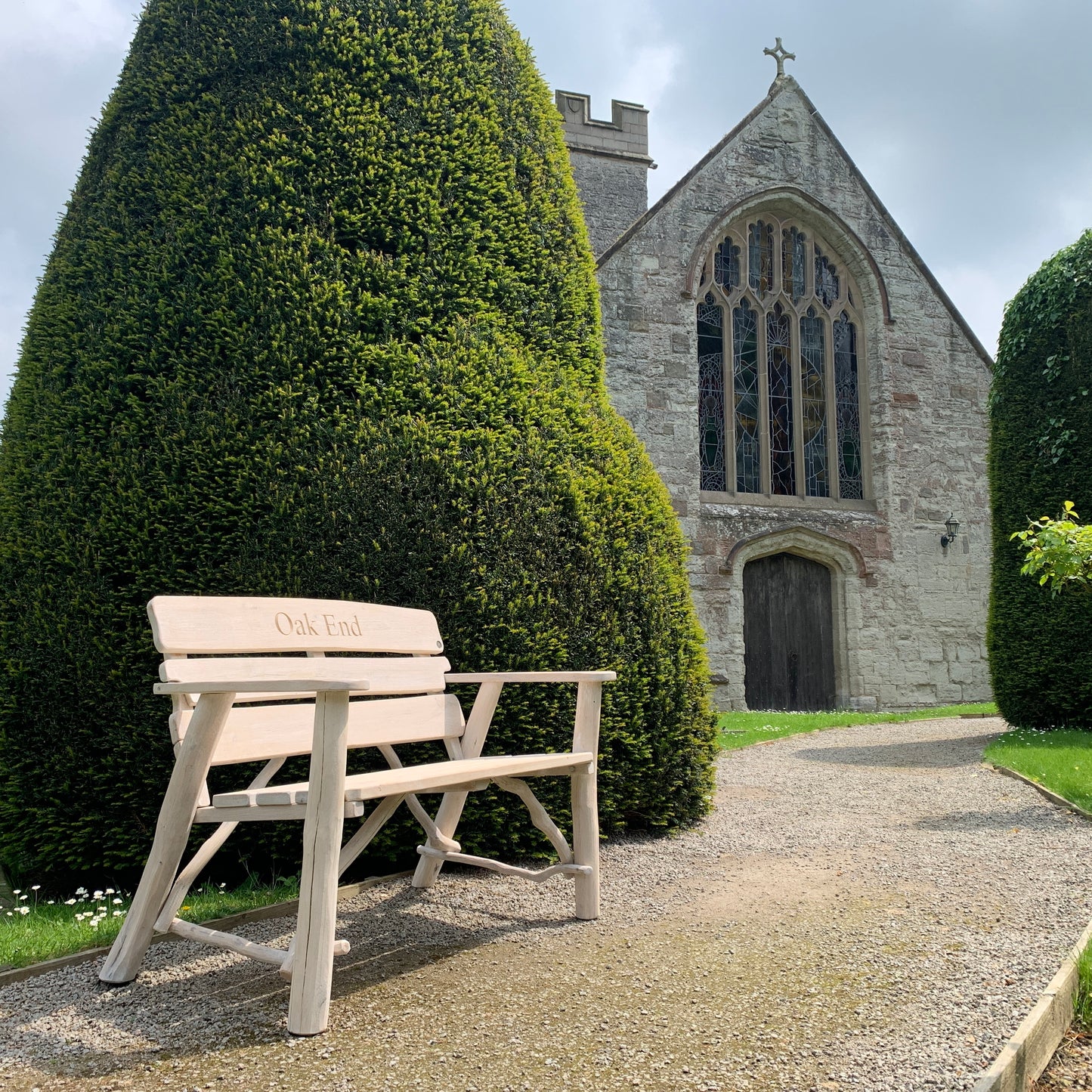 Rustic Oak Memorial Bench 4ft White