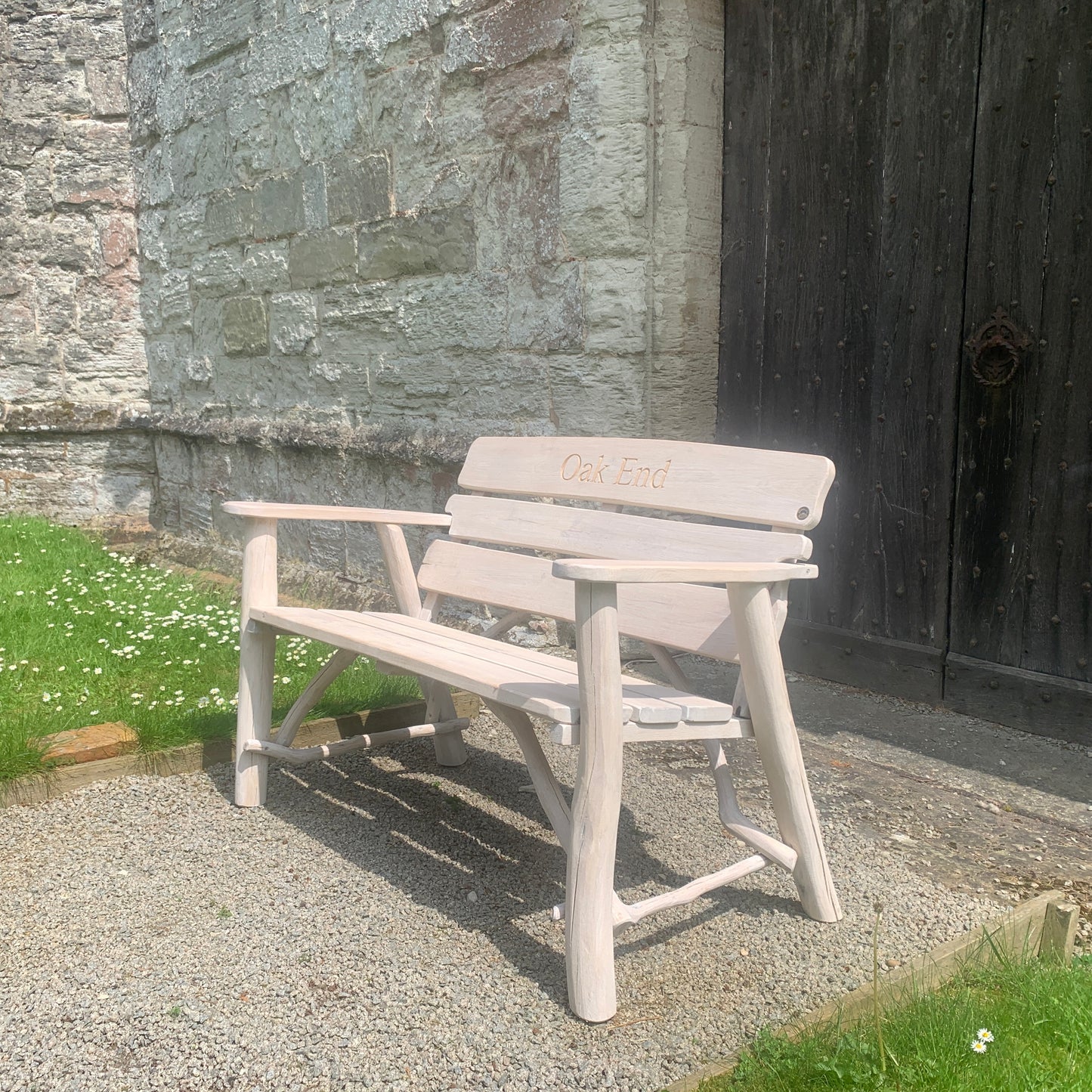 Rustic Oak Memorial Bench 4ft White
