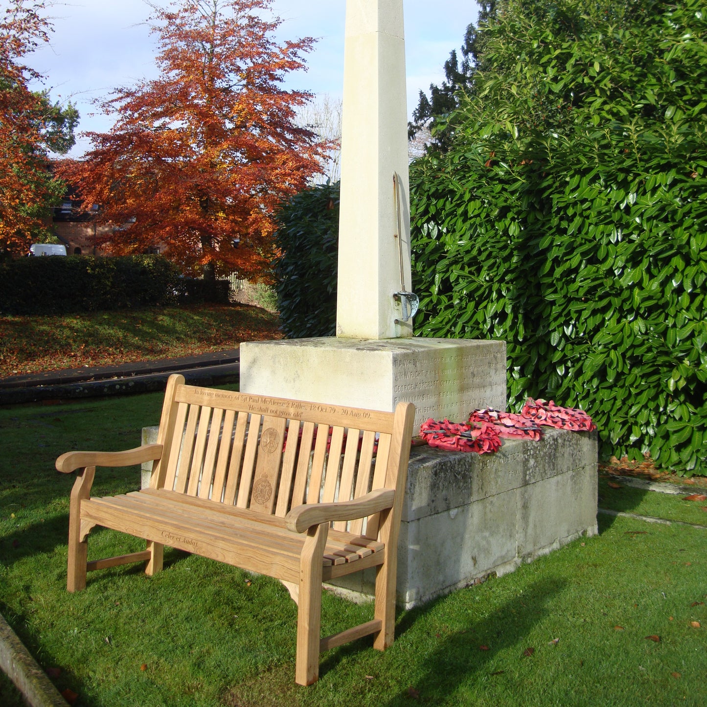 Kenilworth Memorial Bench Teak 5ft with Panel