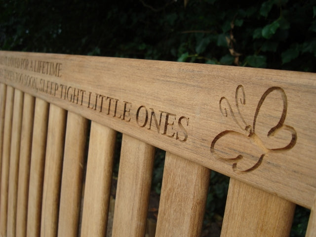 Kenilworth 1.8m teak memorial bench - Butterfly Bench