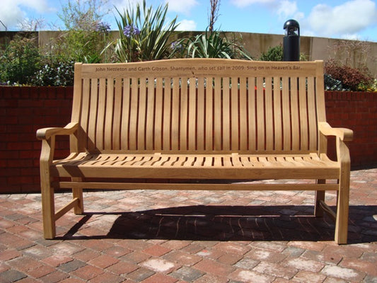 Malvern 1.8m memorial bench - John Nettleton and Garth Gibson