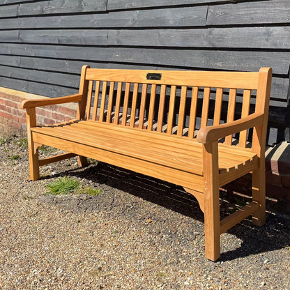 Chester FSC certified teak 1.8m memorial bench with a brass plaque   