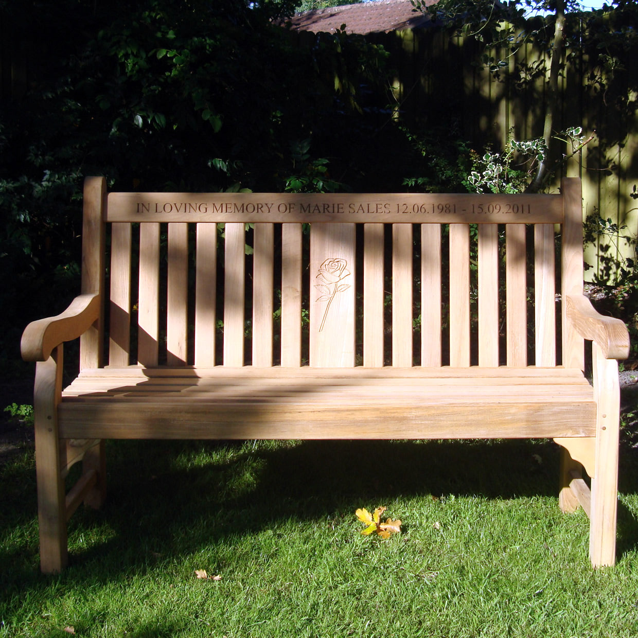 Kenilworth Memorial Bench Teak 5ft with Panel