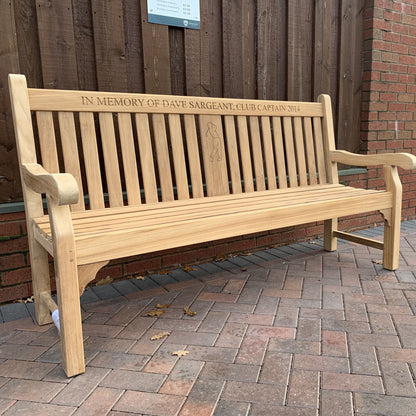 Kenilworth Memorial Bench 6ft Teak with panel