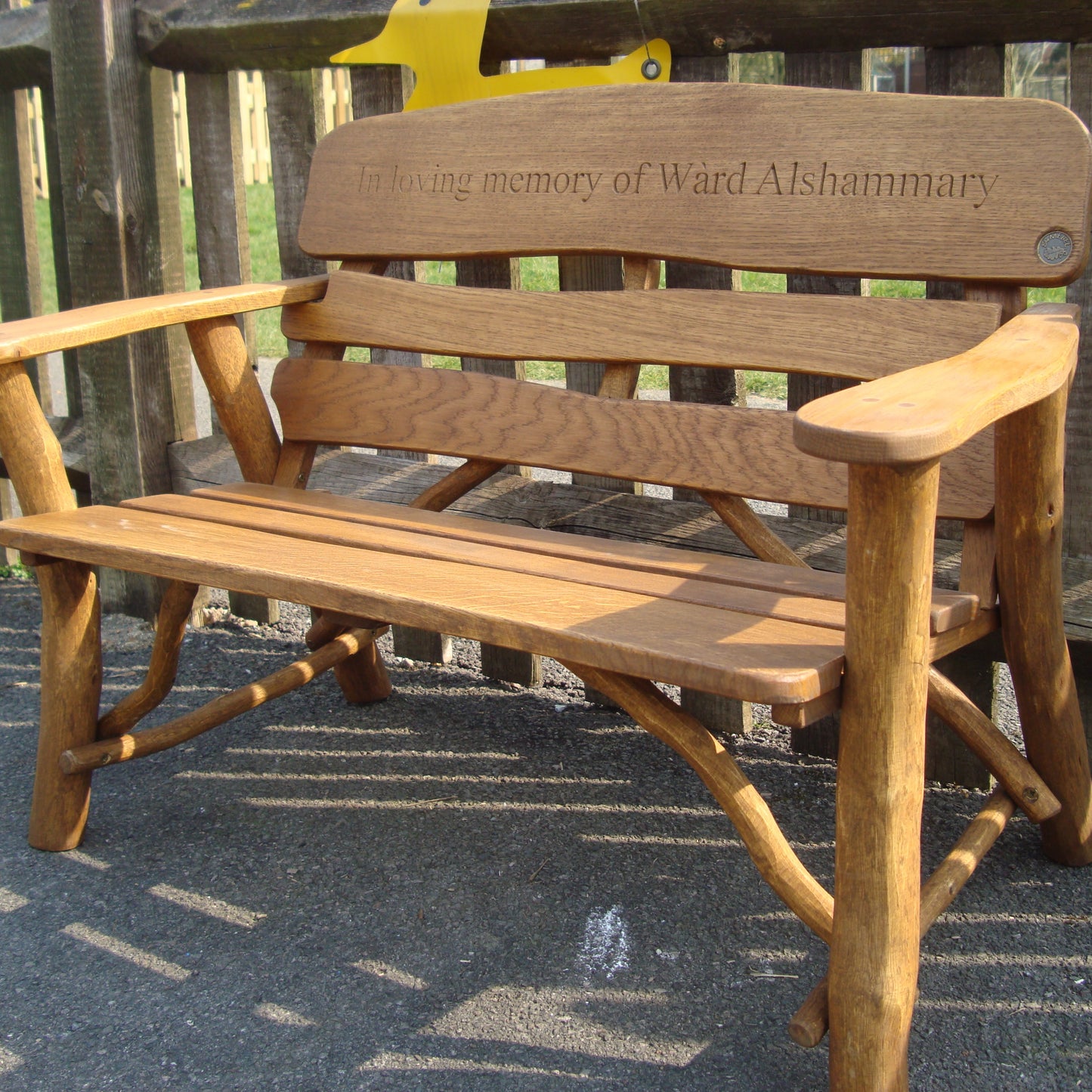 Rustic Oak Child Memorial Bench 3ft