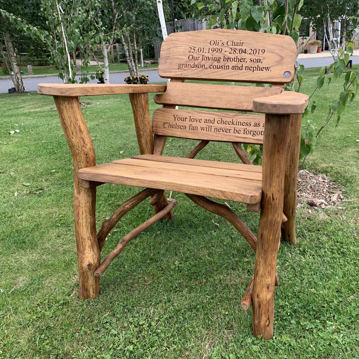 Rustic Oak Memorial Armchair