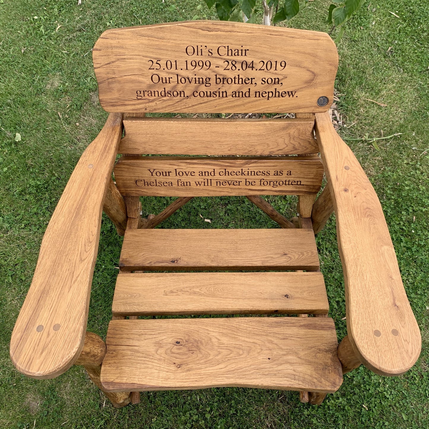 Rustic Oak Memorial Armchair