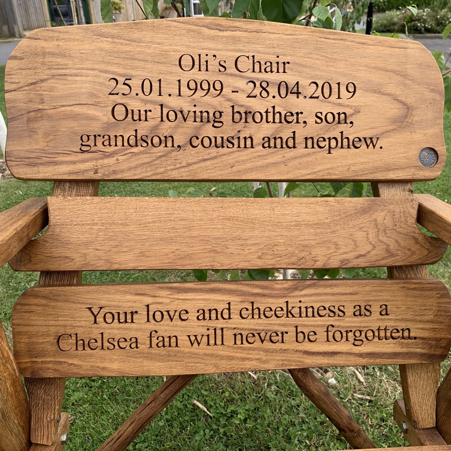 Rustic Oak Memorial Armchair