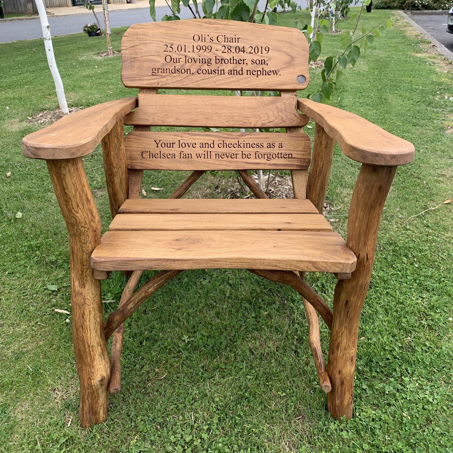 Rustic Oak Memorial Armchair