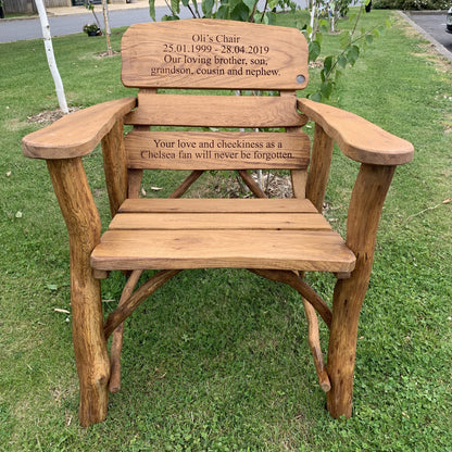 Rustic Oak Memorial Armchair