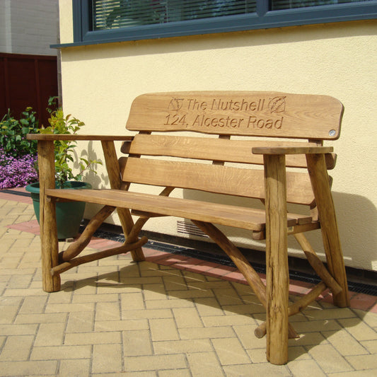 Rustic Oak Memorial Bench 4ft