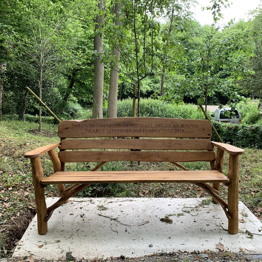 Rustic Oak Memorial Bench 5ft6