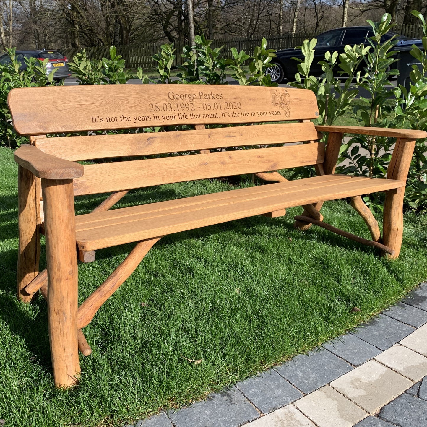 Rustic Oak Memorial Bench 5ft6