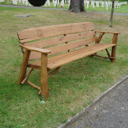 Rustic Oak Memorial Bench 7ft