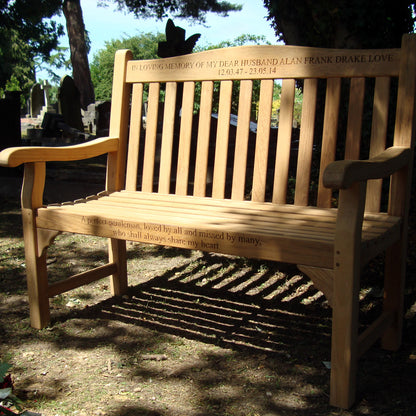 Warwick Memorial Bench 4ft Teak